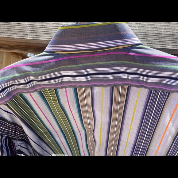 Etro Purple Striped Long Sleeve Dress Shirt XL - Picture 6 of 7